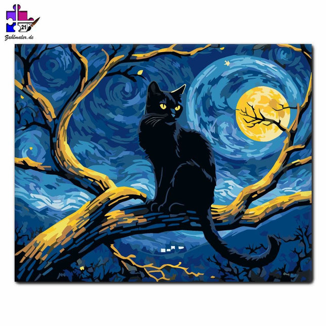 Das Märchen einer Mitternachtskatze | Malen nach Zahlen-Zahlmaler.de