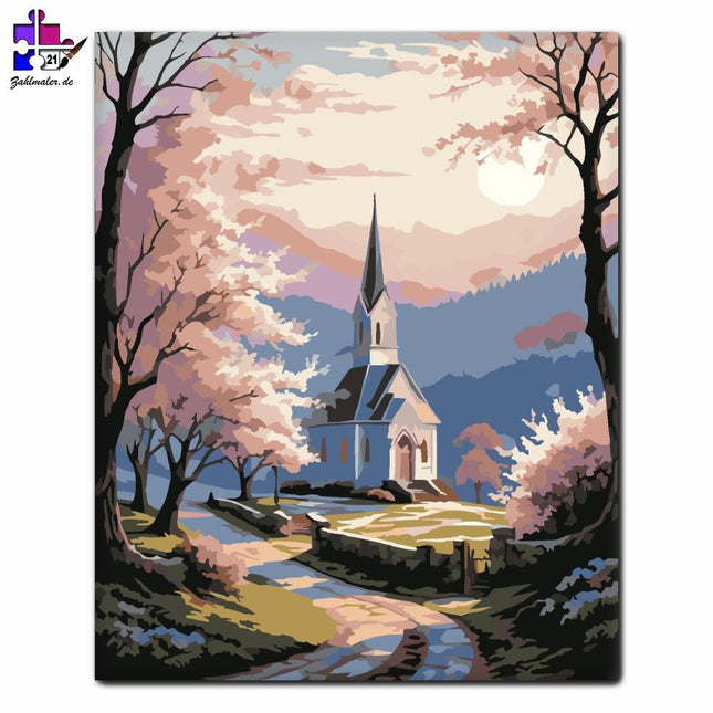 Osterdämmerung in der Kapelle | Malen nach Zahlen-Zahlmaler.de