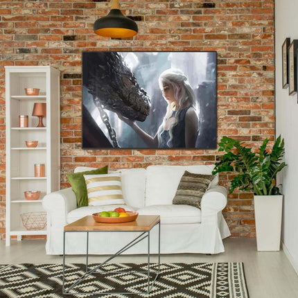 Khaleesi aus Game of Thrones mit einem Drachen | Malen nach Zahlen-Zahlmaler.de