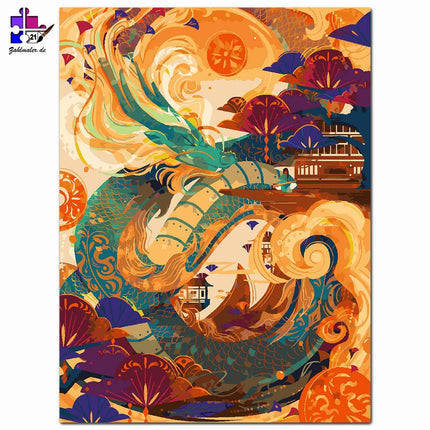 Japanisches Drachenkunstwek | Malen nach Zahlen-Zahlmaler.de