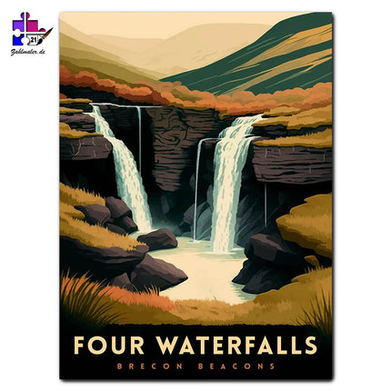 Die vier Wasserfälle | Malen nach Zahlen