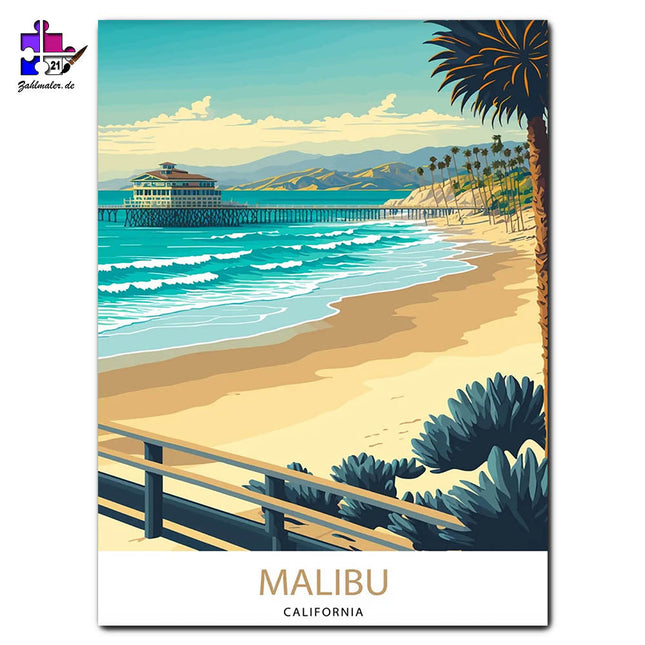 Der Malibu Strand | Malen nach Zahlen