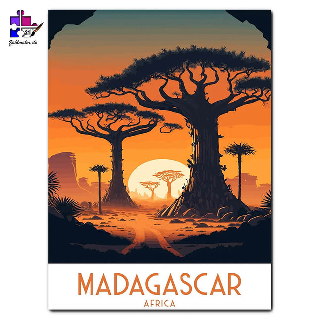 Die Affenbrotbäume auf Madagascar | Malen nach Zahlen