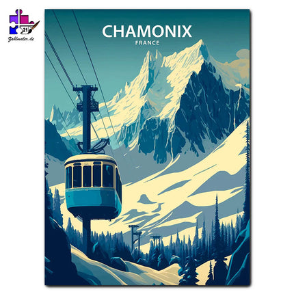 Die Gondel am Chamonix | Malen nach Zahlen