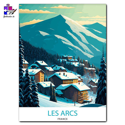 Das Dorf Les Arcs | Malen nach Zahlen