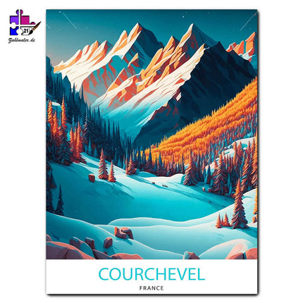 Die Courcheveler Bergel Poster | Malen nach Zahlen