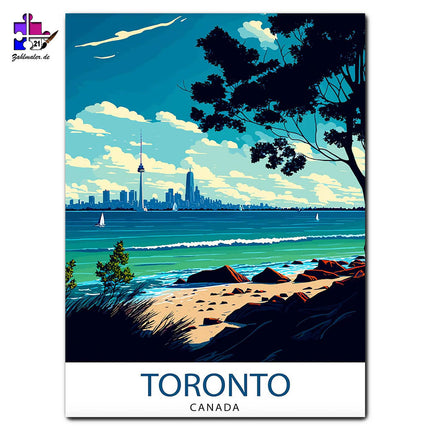 Ausblick auf Toronto ßber dem See | Malen nach Zahlen