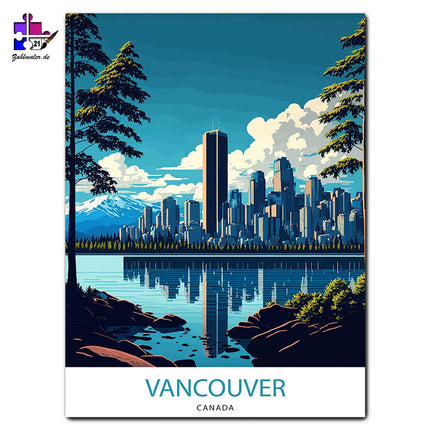 Ausblick auf die Skyline von Vancouver | Malen nach Zahlen