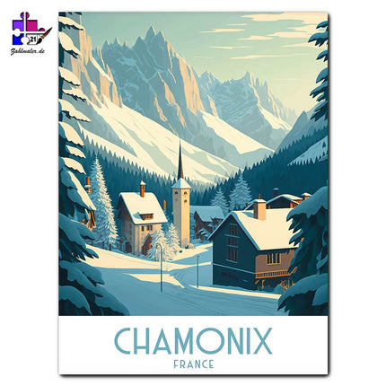 Die Kirche von Chamonix | Malen nach Zahlen