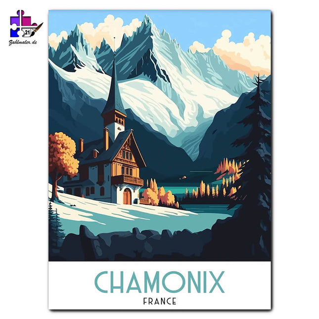 Das Schloss in Chamonix | Malen nach Zahlen