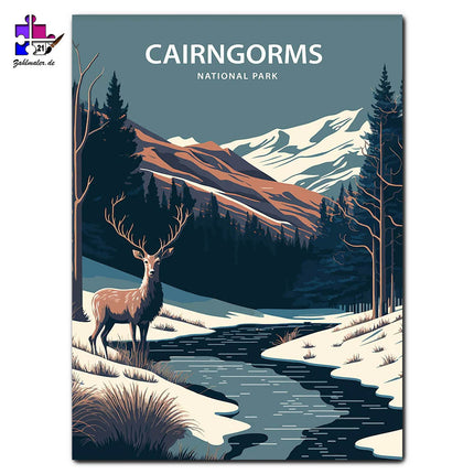 Der Hirsch im Cairngorms Nationalpark | Malen nach Zahlen