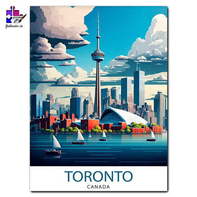 Toronto und die Segelboote | Malen nach Zahlen