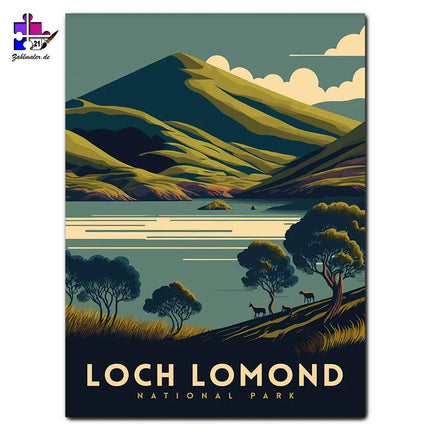 Loch Lomond und die Reflexion | Malen nach Zahlen