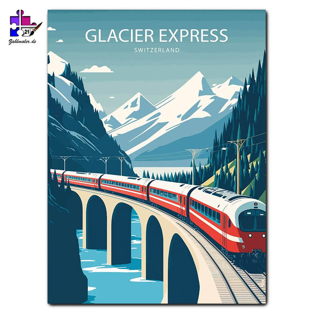 Der Gletscher Express | Malen nach Zahlen