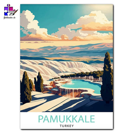 Die Becken in Pamukkale | Malen nach Zahlen