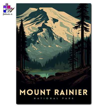 Mount Rainier bei Dämmerung | Malen nach Zahlen