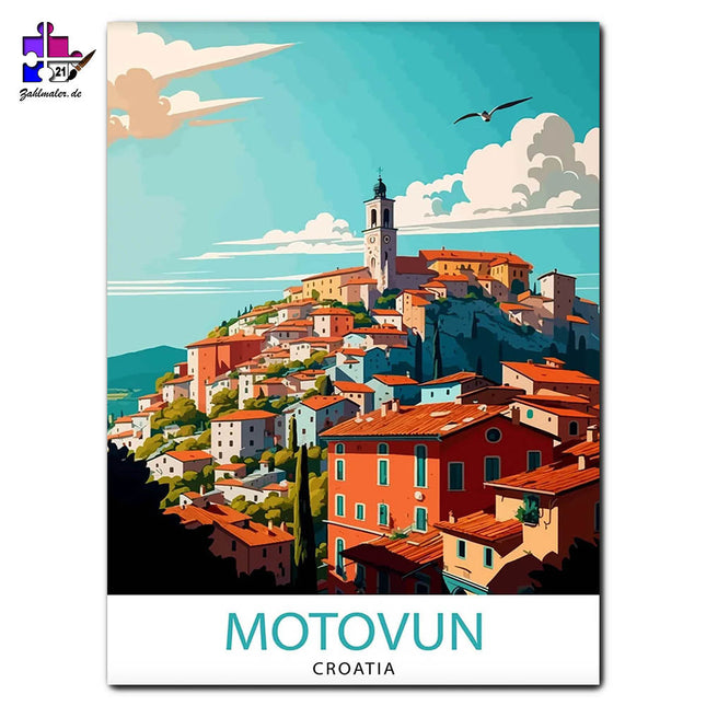 Die Stadt von Motovun | Malen nach Zahlen