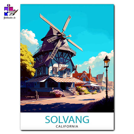 Die Windmühle in Solvang | Malen nach Zahlen