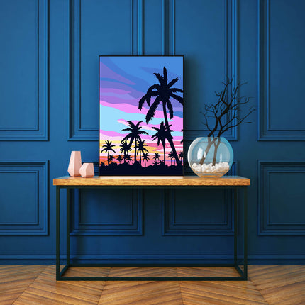 Die Palmen im Sonnenuntergang | Malen nach Zahlen