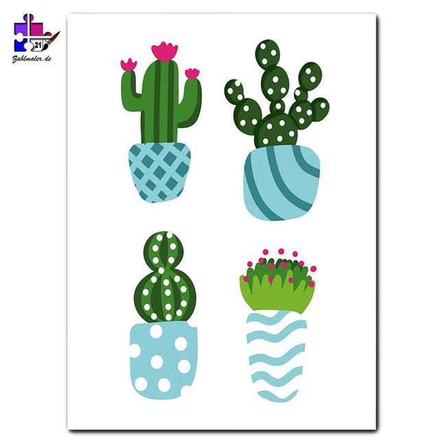 Die vier Kakteen | Malen nach Zahlen