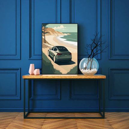 Tesla am Strand | Malen nach Zahlen