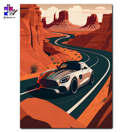 Mercedes AMG GT im Canyon | Malen nach Zahlen
