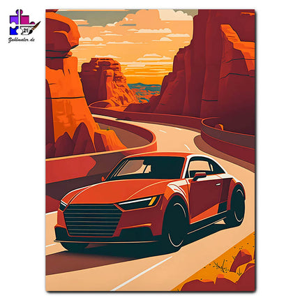 Audi TT im Canyon | Malen nach Zahlen