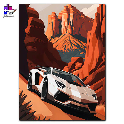 Lamborghini im Canyon | Malen nach Zahlen
