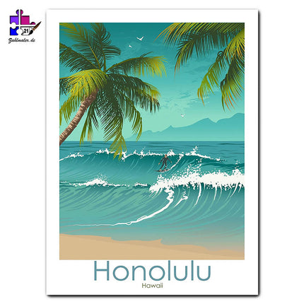 Die Wellen von Honolulu | Malen nach Zahlen