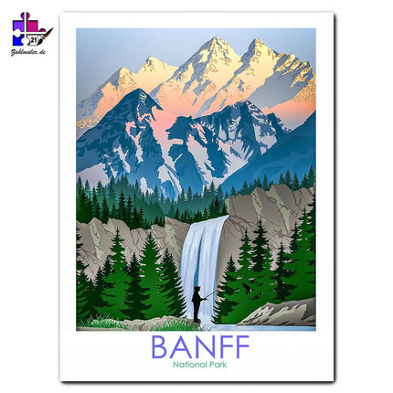 Der Wasserfall in Banff | Malen nach Zahlen