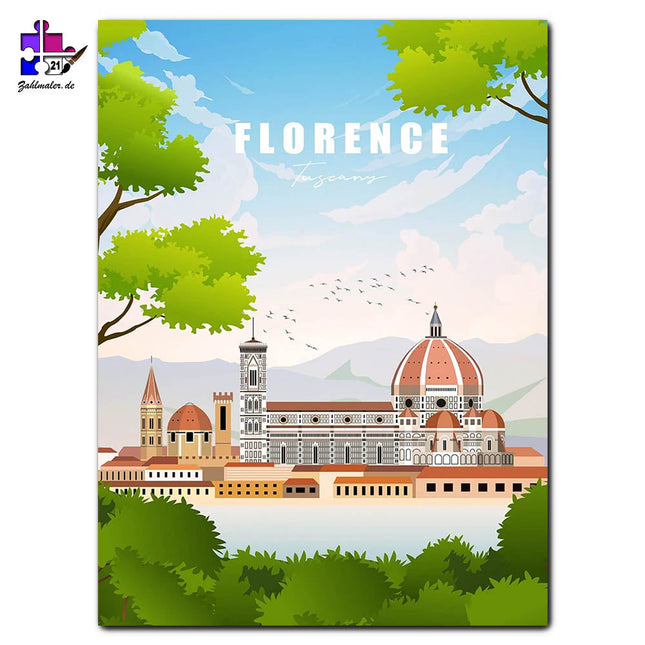 Florenz aus dem Gebüsch | Malen nach Zahlen