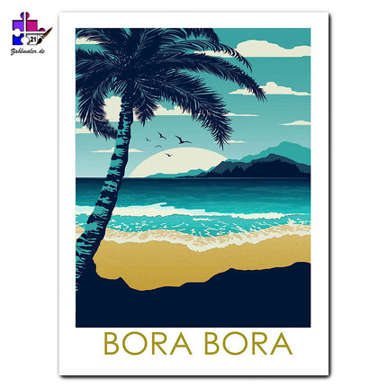 Die Küste von Bora Bora | Malen nach Zahlen