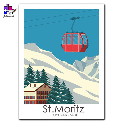 Gondel über St. Moritz | Malen nach Zahlen