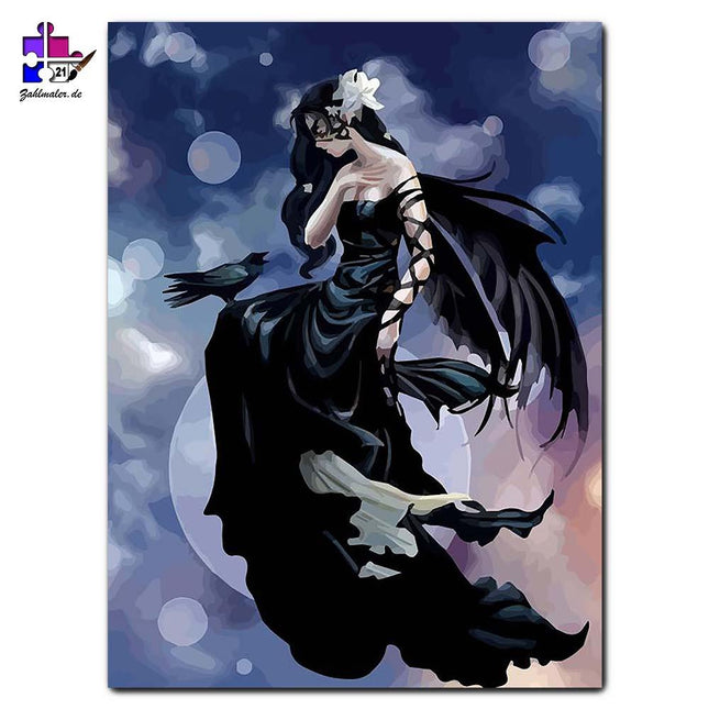 Abstrakte schwarze Witwe mit Raben | Malen nach Zahlen-Zahlmaler.de