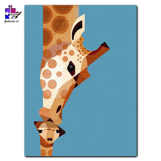 Abstrakter Kuss der Giraffenmutter  | Malen nach Zahlen-Zahlmaler.de