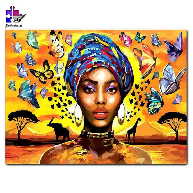 Afrika und die Frau des Lebens | Malen nach Zahlen-Zahlmaler.de