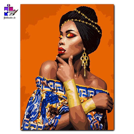 Afrikanische Frau mit traditionellem Kleidungsstil | Malen nach Zahlen-Zahlmaler.de