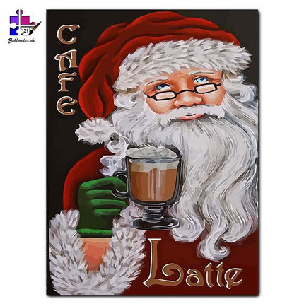 Auch der Weihnachtsmann braucht Kaffee | Malen nach Zahlen-Zahlmaler.de