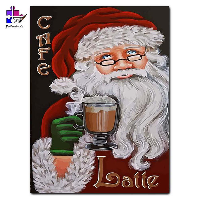Auch der Weihnachtsmann braucht Kaffee | Malen nach Zahlen-Zahlmaler.de
