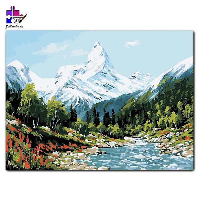 Bergbach am Matterhorn | Malen nach Zahlen-Zahlmaler.de