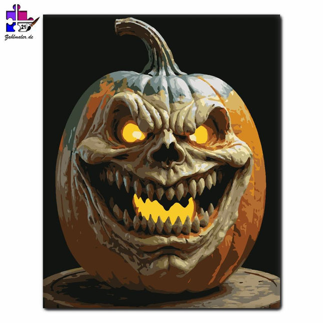 Gruselig grinsende Jack-O'-Lantern | Malen nach Zahlen-Zahlmaler.de