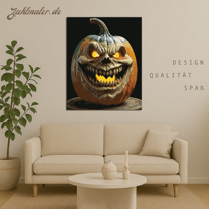 Gruselig grinsende Jack-O'-Lantern | Malen nach Zahlen-Zahlmaler.de