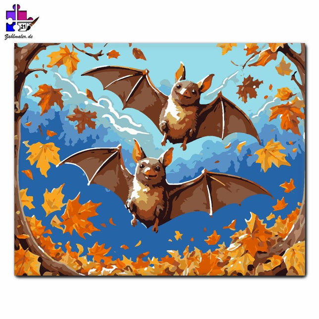 Fledermäuse im Herbstwald | Malen nach Zahlen-Zahlmaler.de