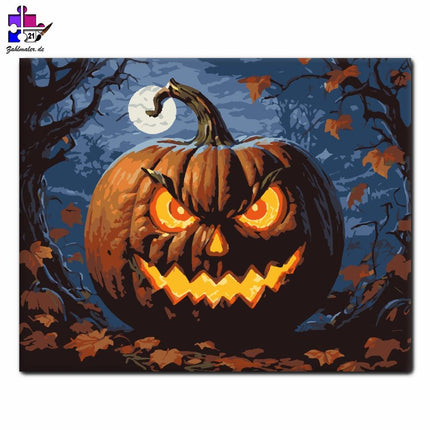 Leuchtende Monster-Kürbislaterne | Malen nach Zahlen-Zahlmaler.de