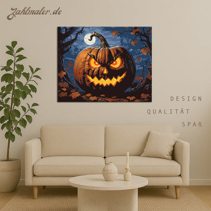 Leuchtende Monster-Kürbislaterne | Malen nach Zahlen-Zahlmaler.de