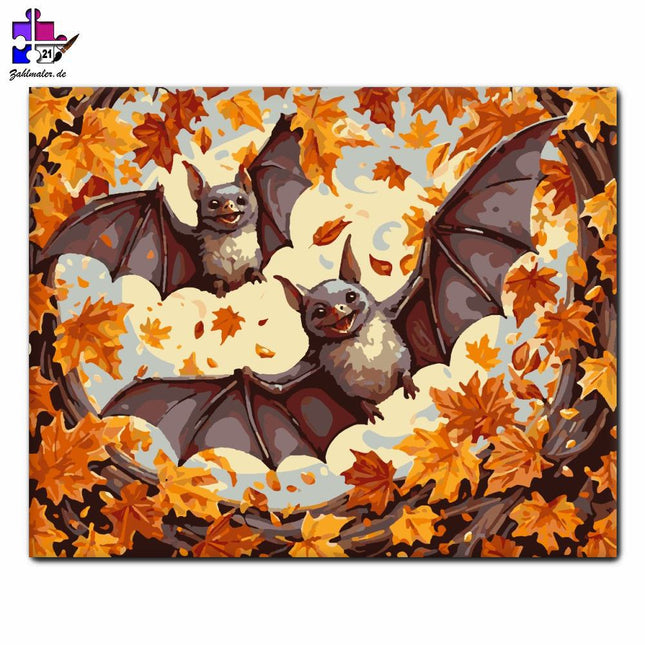Herbstflug mit Fledermäusen | Malen nach Zahlen-Zahlmaler.de