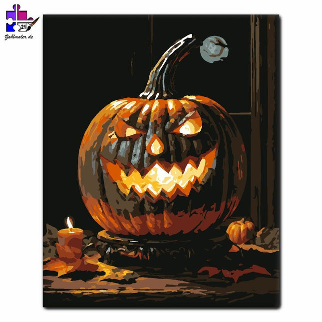 Stürmische Nacht mit Kürbislaterne | Malen nach Zahlen-Zahlmaler.de