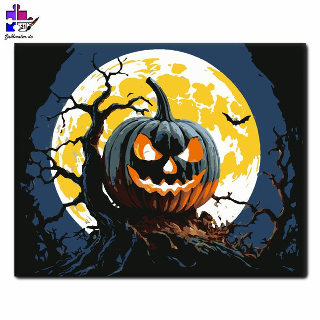 Vollmond-Kürbislaternen-Nacht | Malen nach Zahlen-Zahlmaler.de
