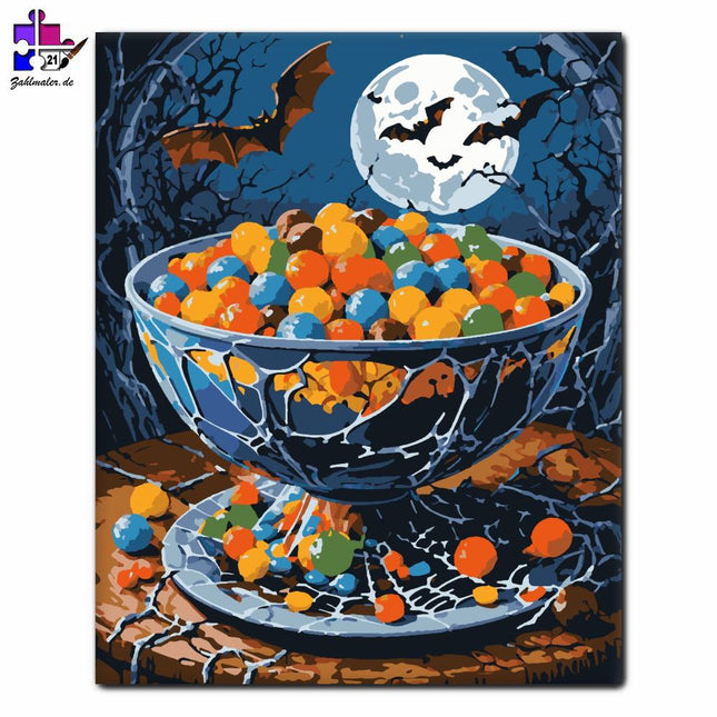 Halloween Süßigkeiten Kavalkade | Malen nach Zahlen-Zahlmaler.de
