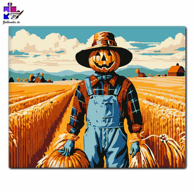 Pfeilkopf-Vogelscheuche auf dem Feld | Malen nach Zahlen-Zahlmaler.de